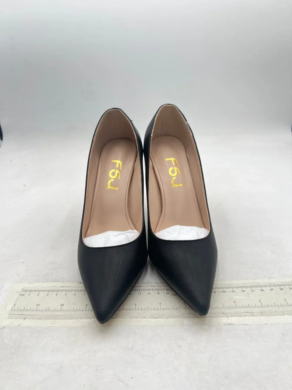 FSJ Black Jeweled High Heel Pointed Toe Slip On Sparkling Crystal Bead Heel Pump